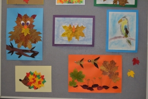 Zdjęcia przedstawiające prace i uczestników konkursu plastycznego