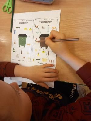 zdjęcie przedstawiające opisaną kartkę oraz dłonie z długopisem